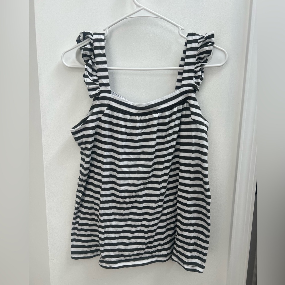 Michael Kors Green And White Striped Sleeveless Blouse Women’s Size Small